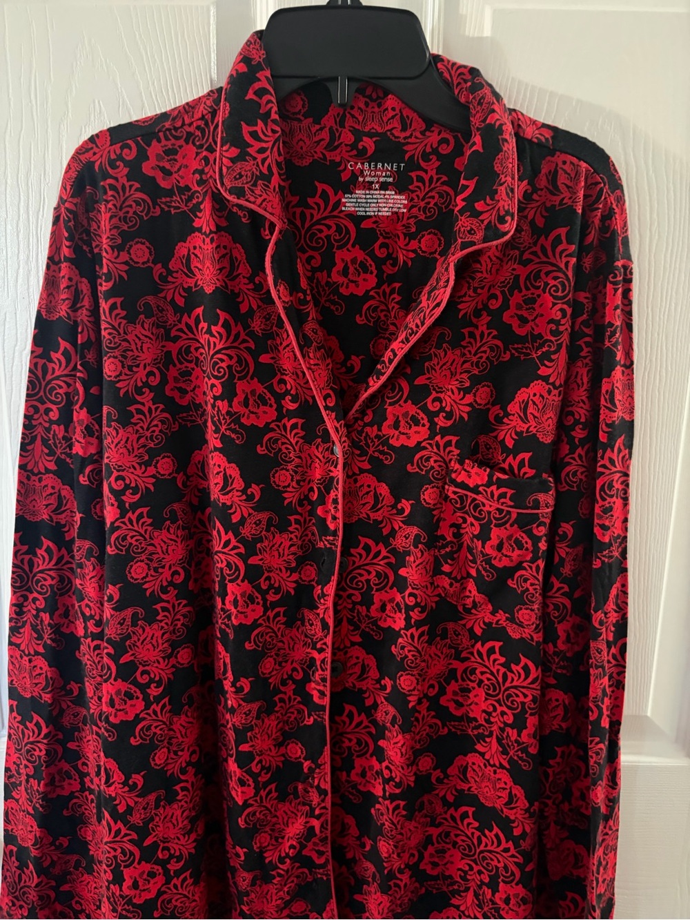 Cabernet Black Shirt with Red Floral Print